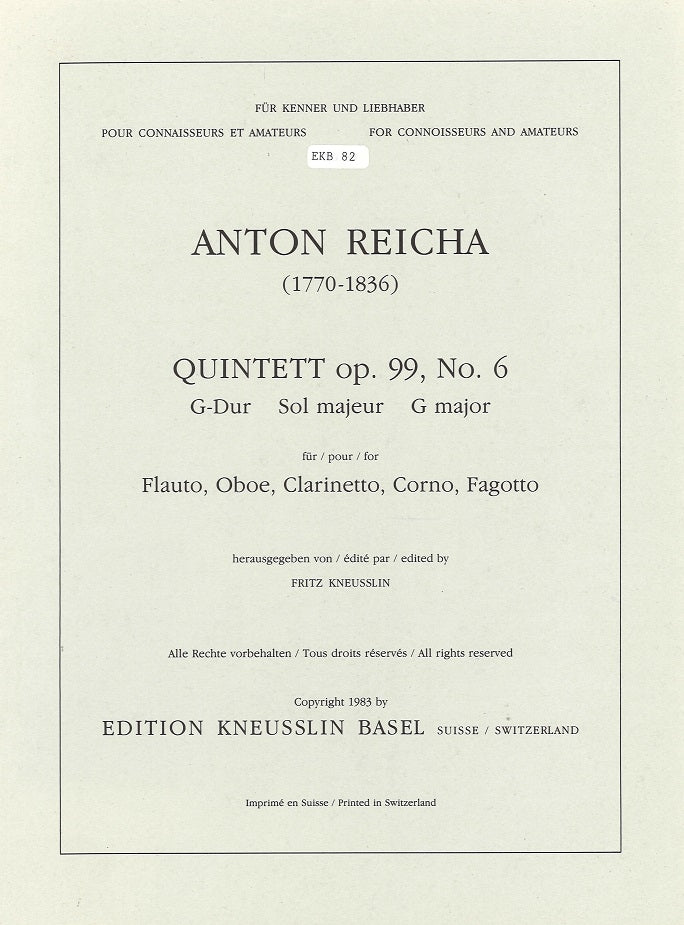 Reicha, Quintett op. 99/6, G-dur (Kneusslin)