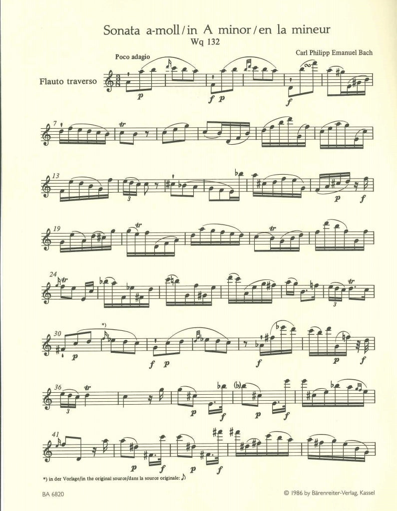 Bach,C.P.E., Sonata in a Wq 132 (Harras) (Barenreiter)