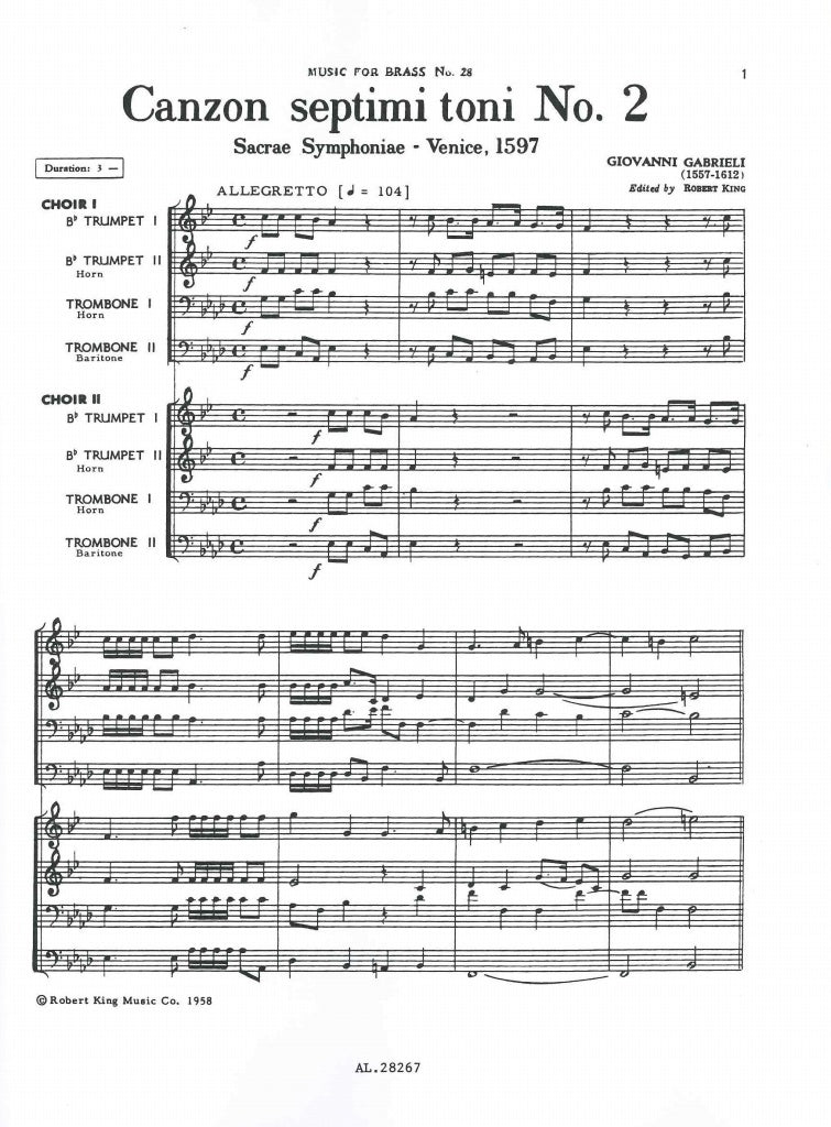 Gabrieli, Canzon septimi toni No. 2 (Robert King/Leduc)