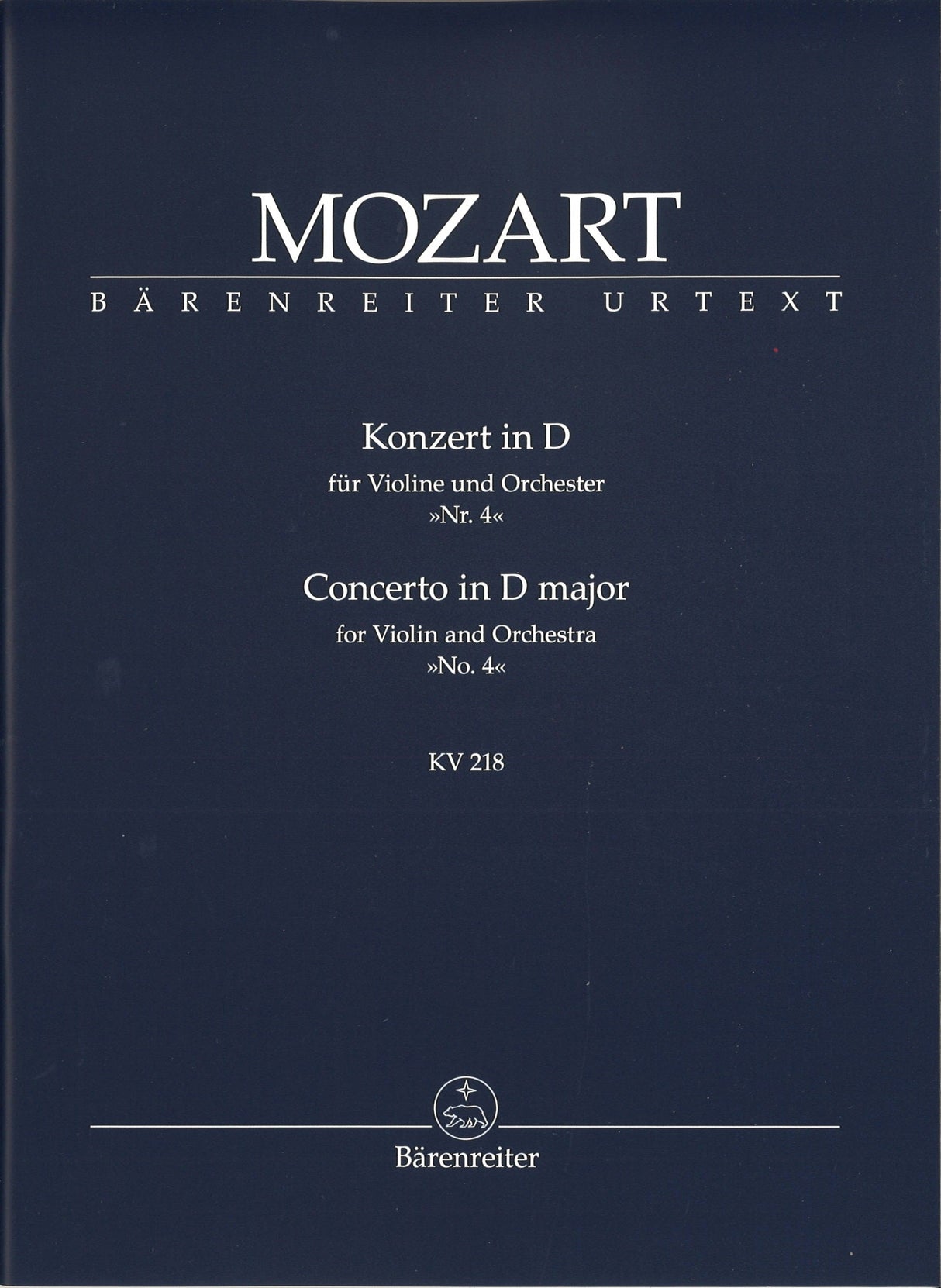 Mozart, Concerto for Violin KV 218 in D (Barenreiter)
