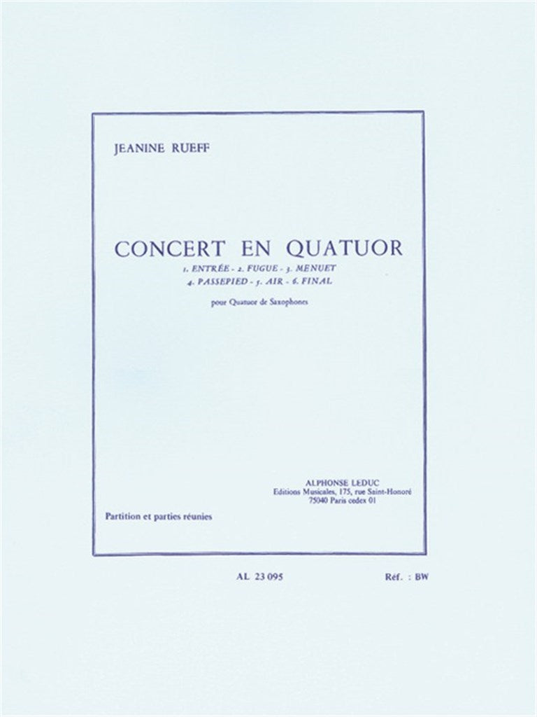 Rueff, Concert en quatuor (SATBr Sax) (Leduc)
