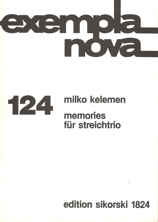 Kelemen, Memories fur Streichtrio (Sikorski)