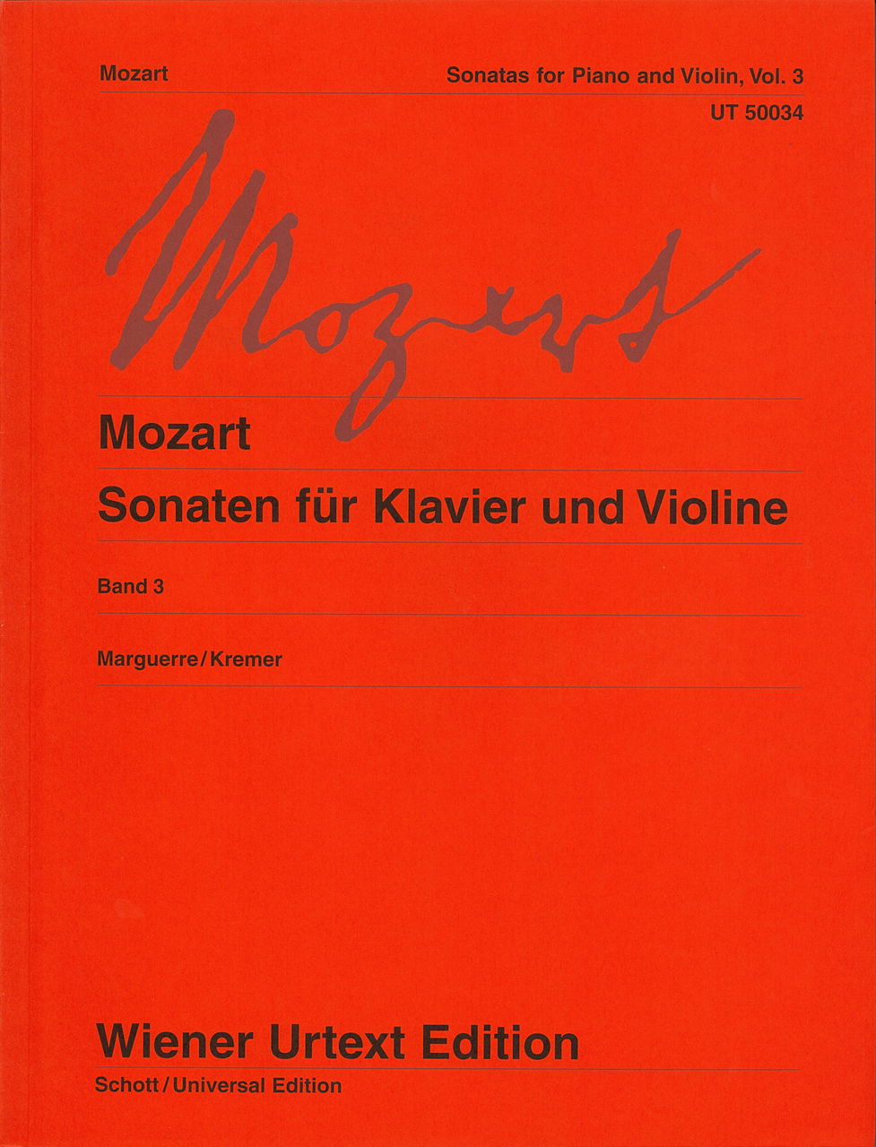 Mozart, Sonaten 3: KV 454, 481, 526, 547 (Wiener Urtext Edition)