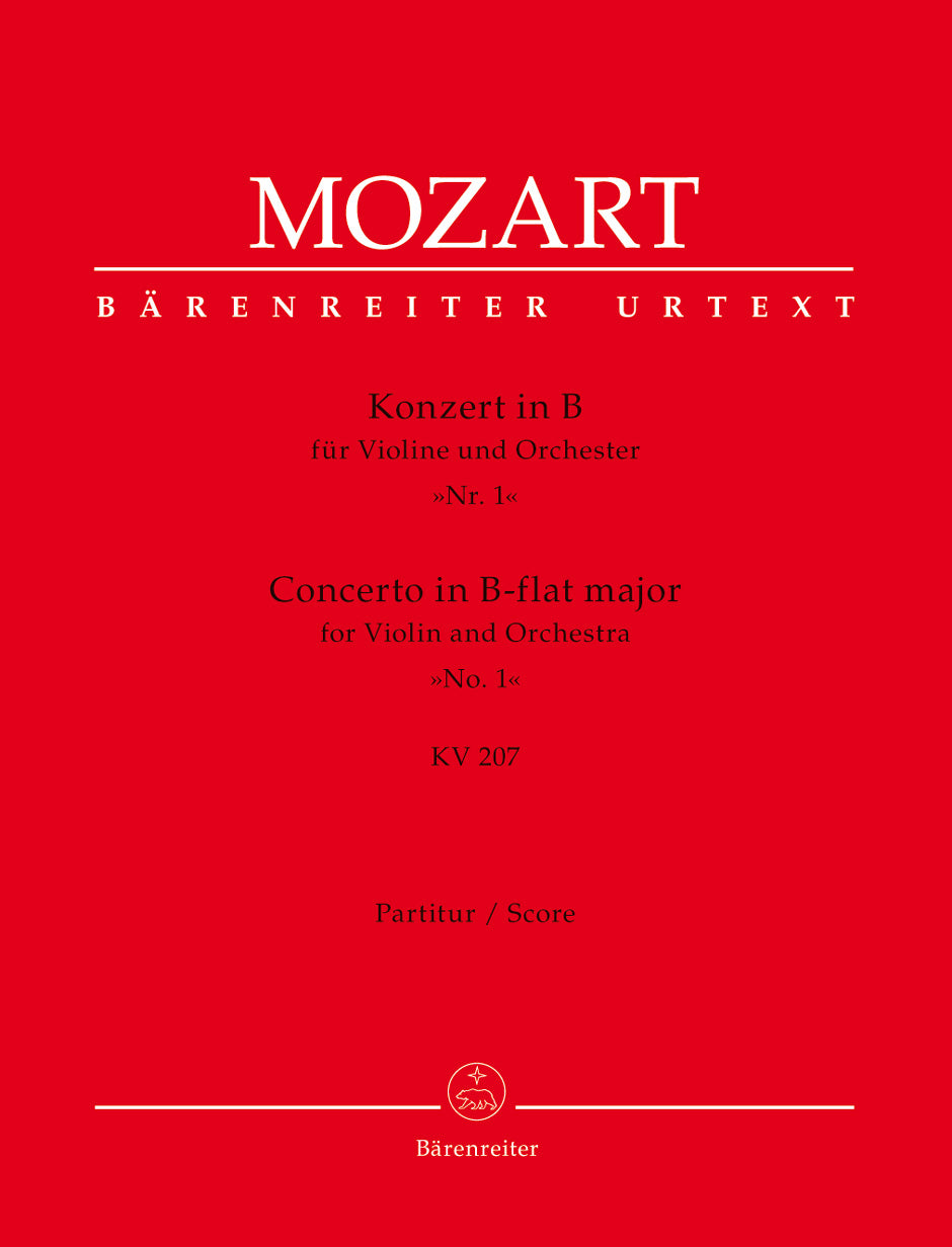 Mozart, Concerto KV 207 in Bb (Partitur) (Barenreiter)