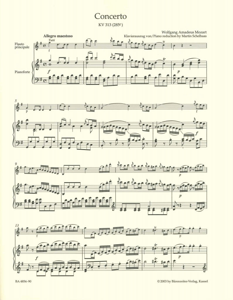 Mozart, Concerto KV 313(285c) in G (Barenreiter)