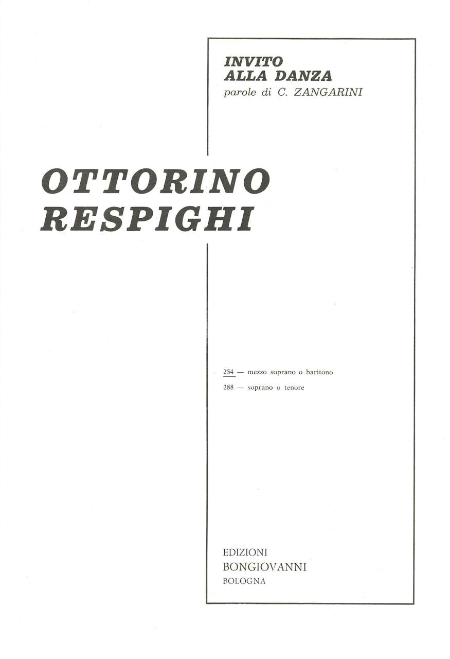 Respighi, Invito alla Danza (Mez/Bar) (Bongiovanni)