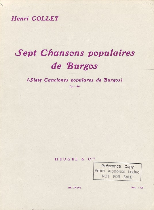 Collet, 7 Chansons Populaires de Burgos (Heugel)
