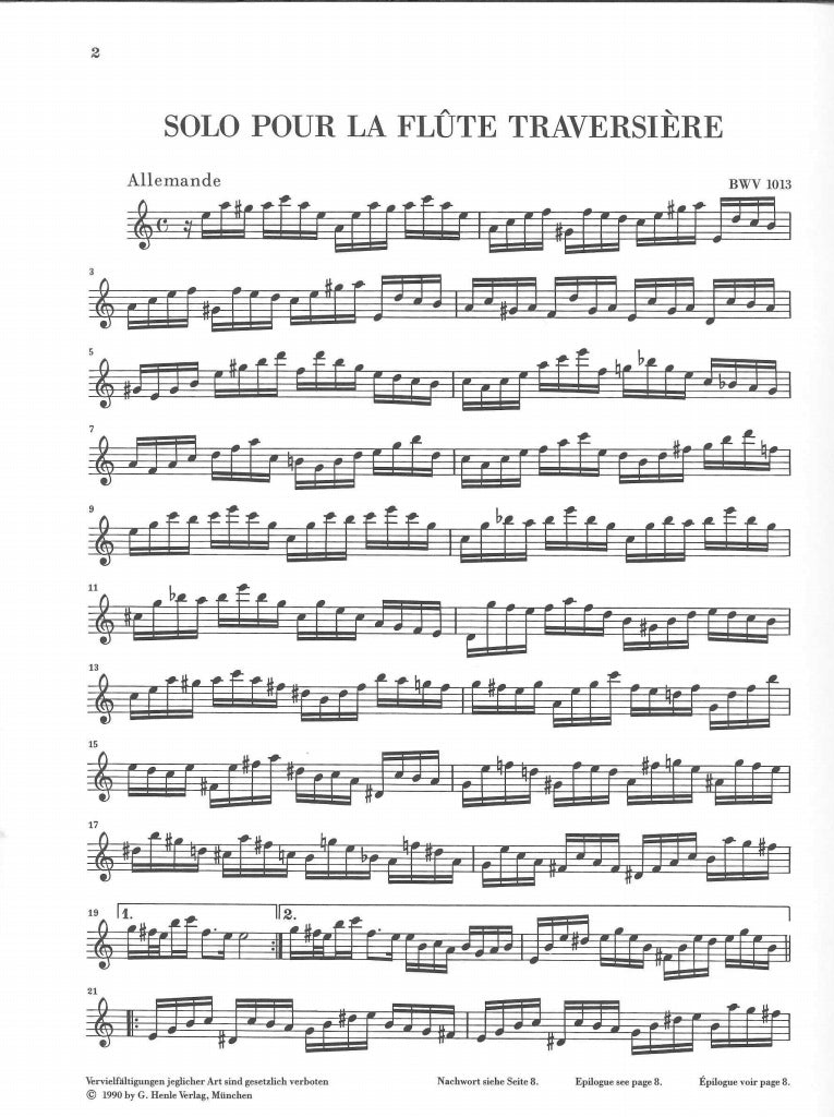 Bach, Partita BWV 1013 in a (Eppstein) (Henle)