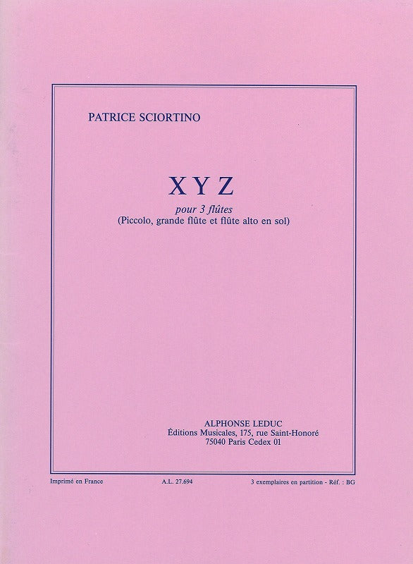 Sciortino, XYZ pour 3 flutes (Leduc)