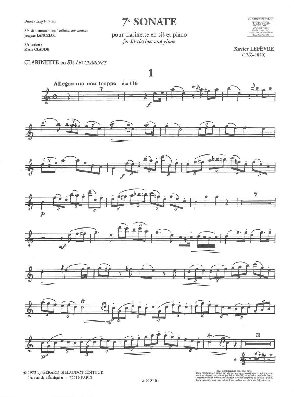 Lefevre, Sonata No. 7 in g (Lancelot) (Billaudot)