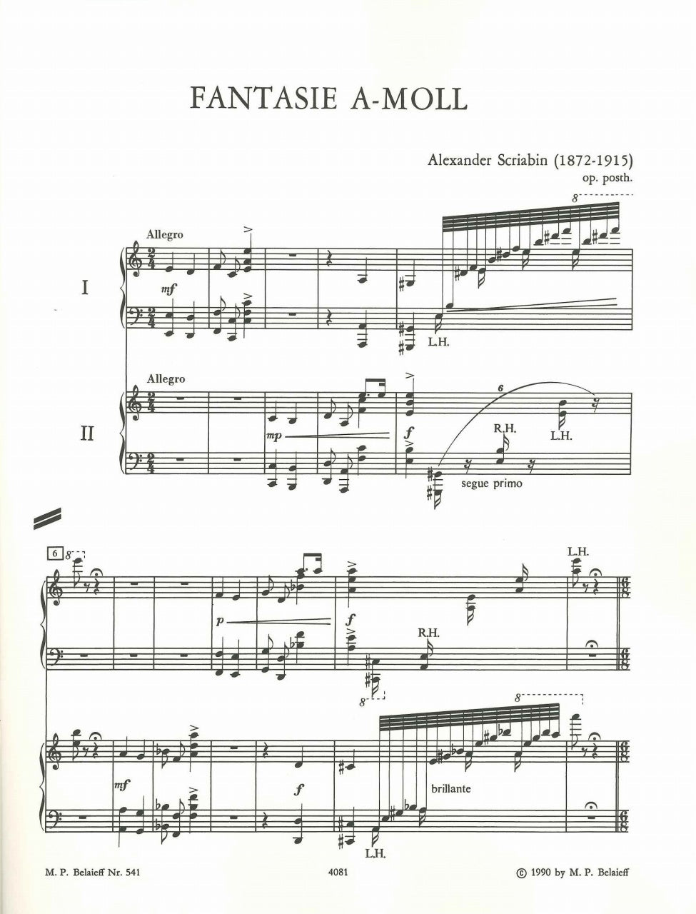 Scriabin,A., Fantasie in a op.posth (Belaieff)