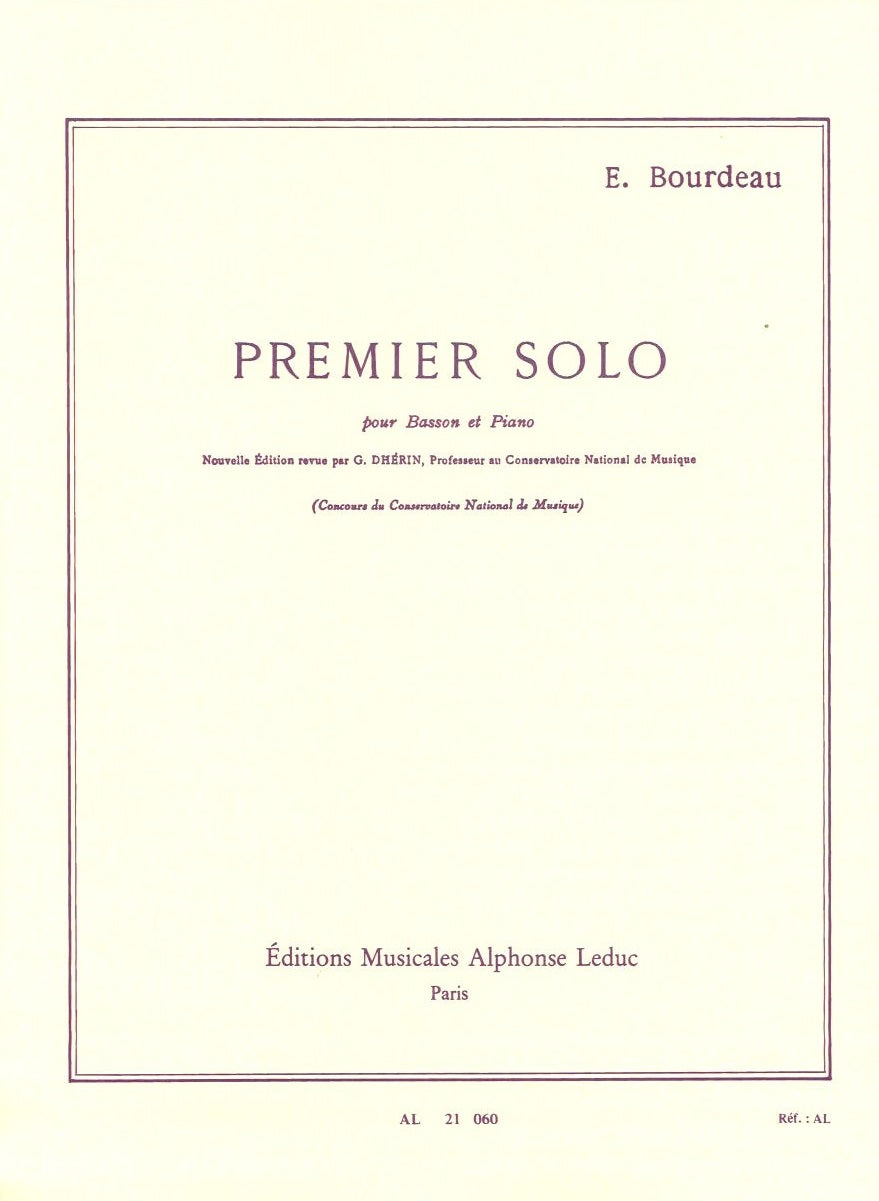 Bourdeau, Premier Solo (Bn,Pf) (Leduc)