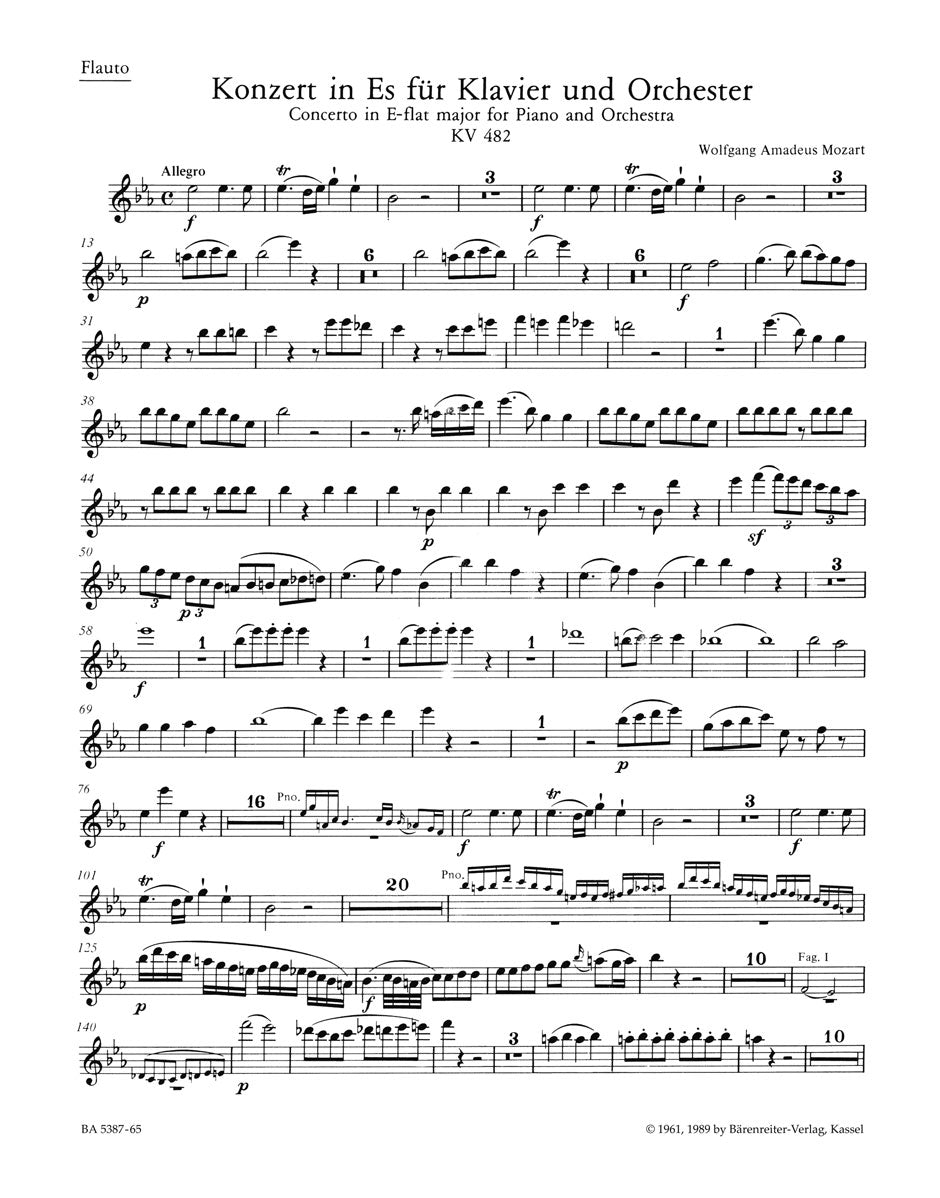 Mozart, Concerto KV 482 in Eb Wind Set (Barenreiter)