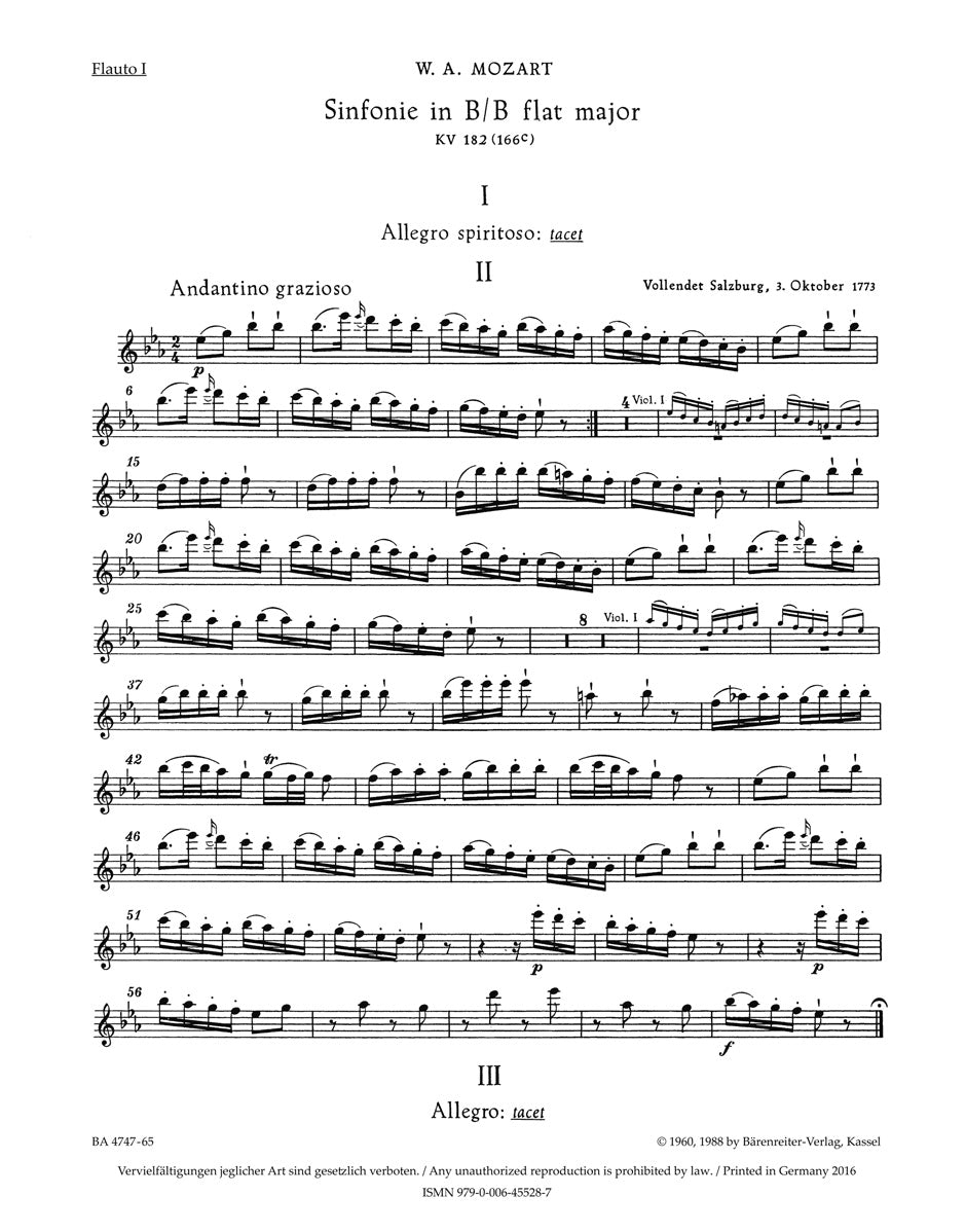 Mozart, Symphony No. 24 KV 182 Wind Set (Barenreiter)