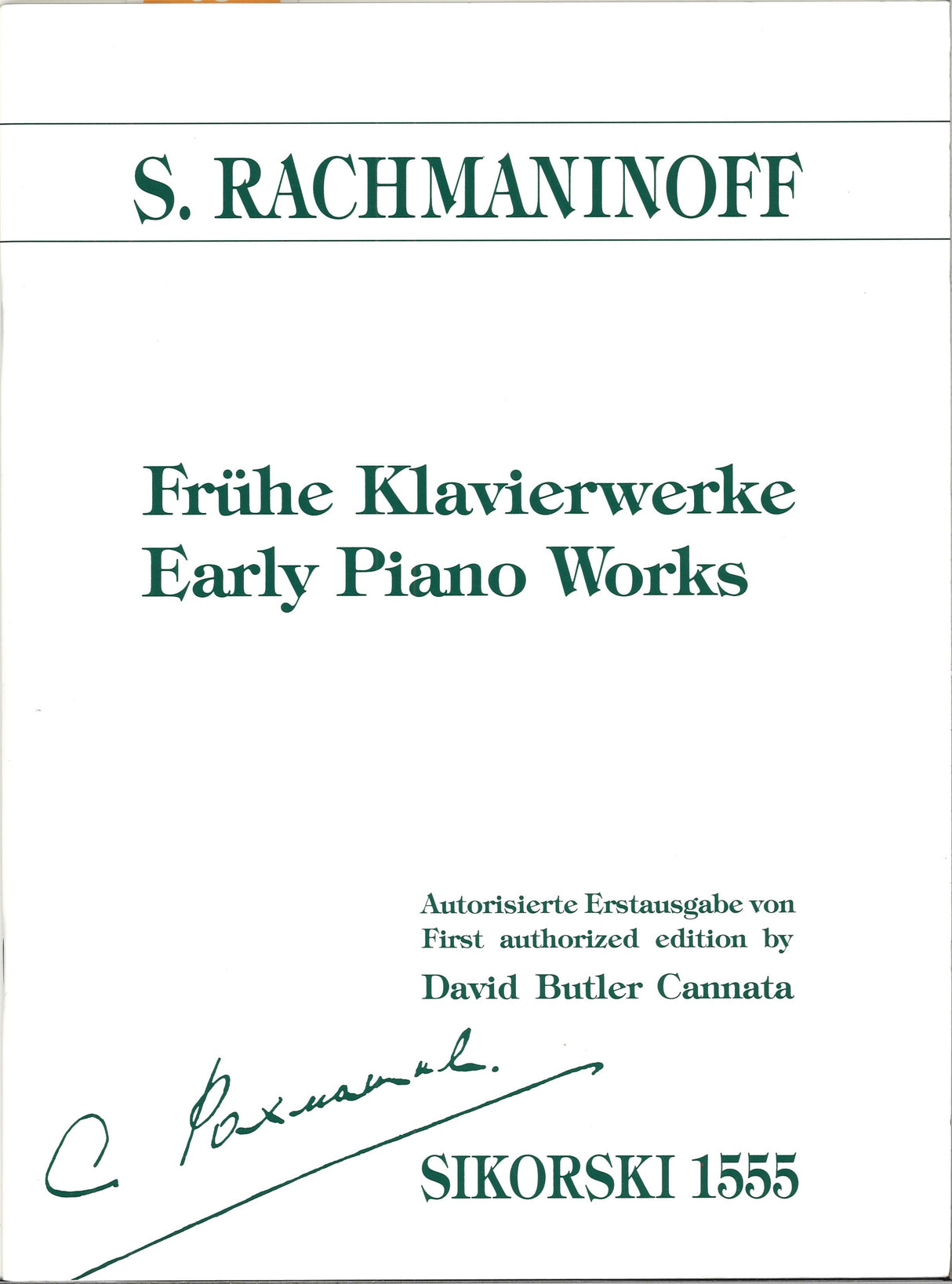 Rachmaninoff, Fruhe Klavierwerke (Sikorski)