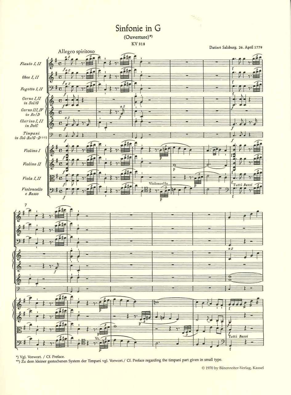 Mozart, Symphony No. 32 in G KV 318 (Barenreiter)
