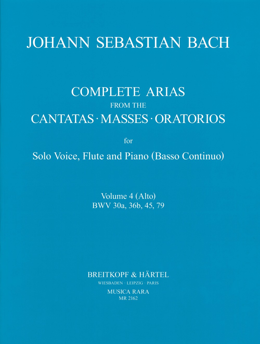 Bach, Complete Arias 4 (Alt,Fl,Bc/Pf) (Musica Rara)