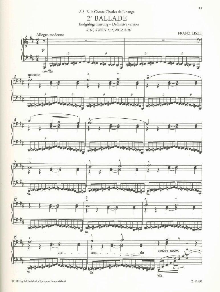 Liszt, Ballade No. 2, 2 versions (Editio Musica Budapest)