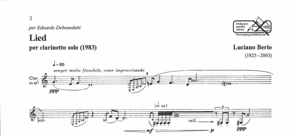 Berio, Lied (1983) (BbCl Solo) (Universal)