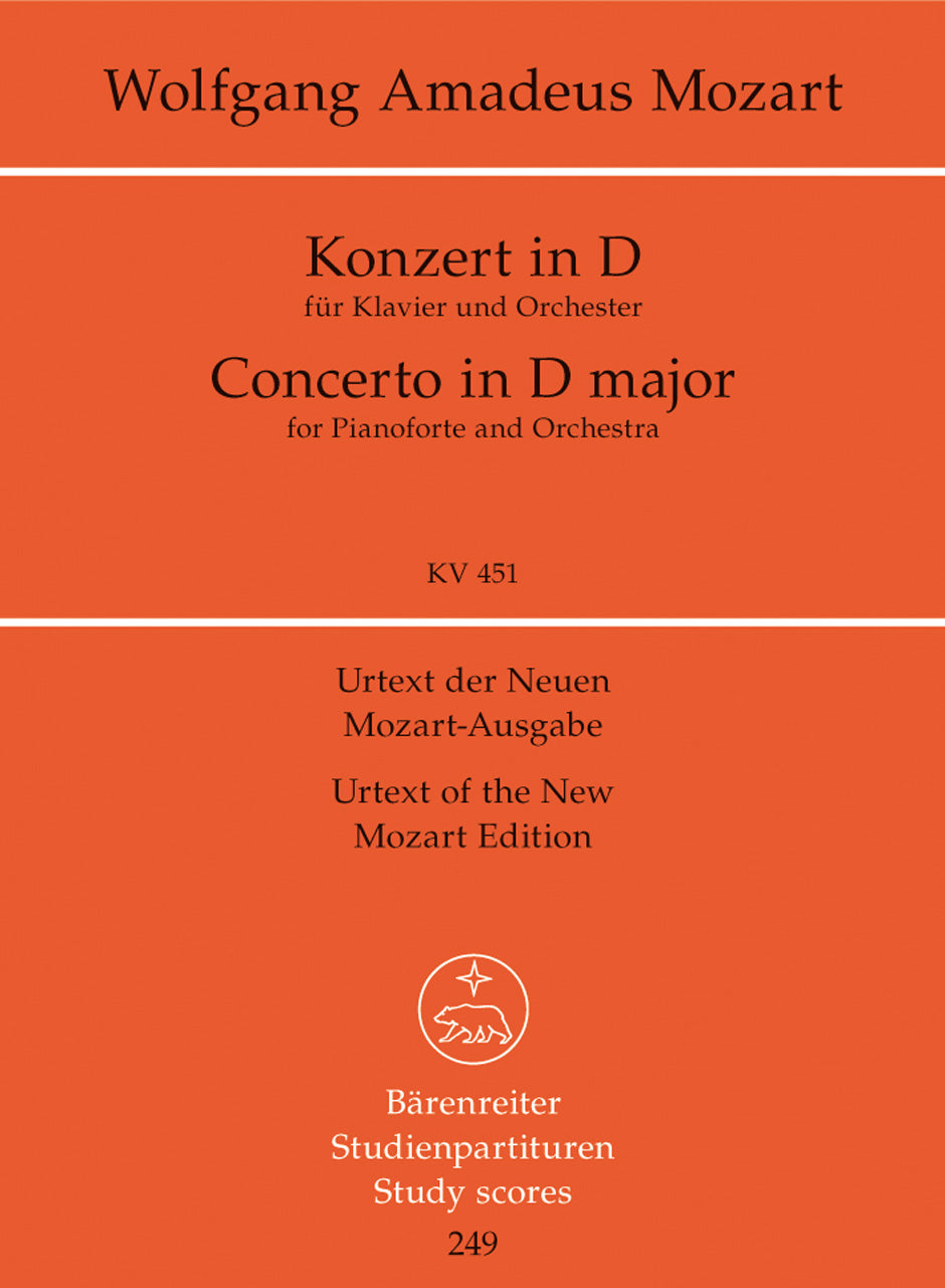 Mozart, Concerto for Piano KV 451 in D (Barenreiter)