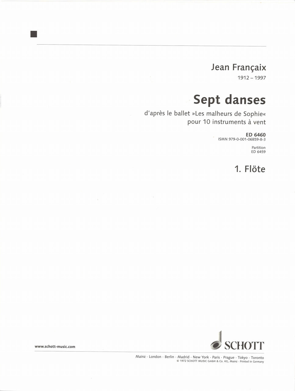 Francaix, Malheurs de Sophie, 7 Danses (Schott)