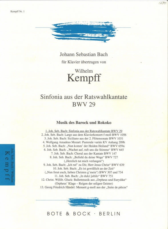 Bach/Kempff, Sinfonia a.d. Kantate 29 (Bote & Bock)