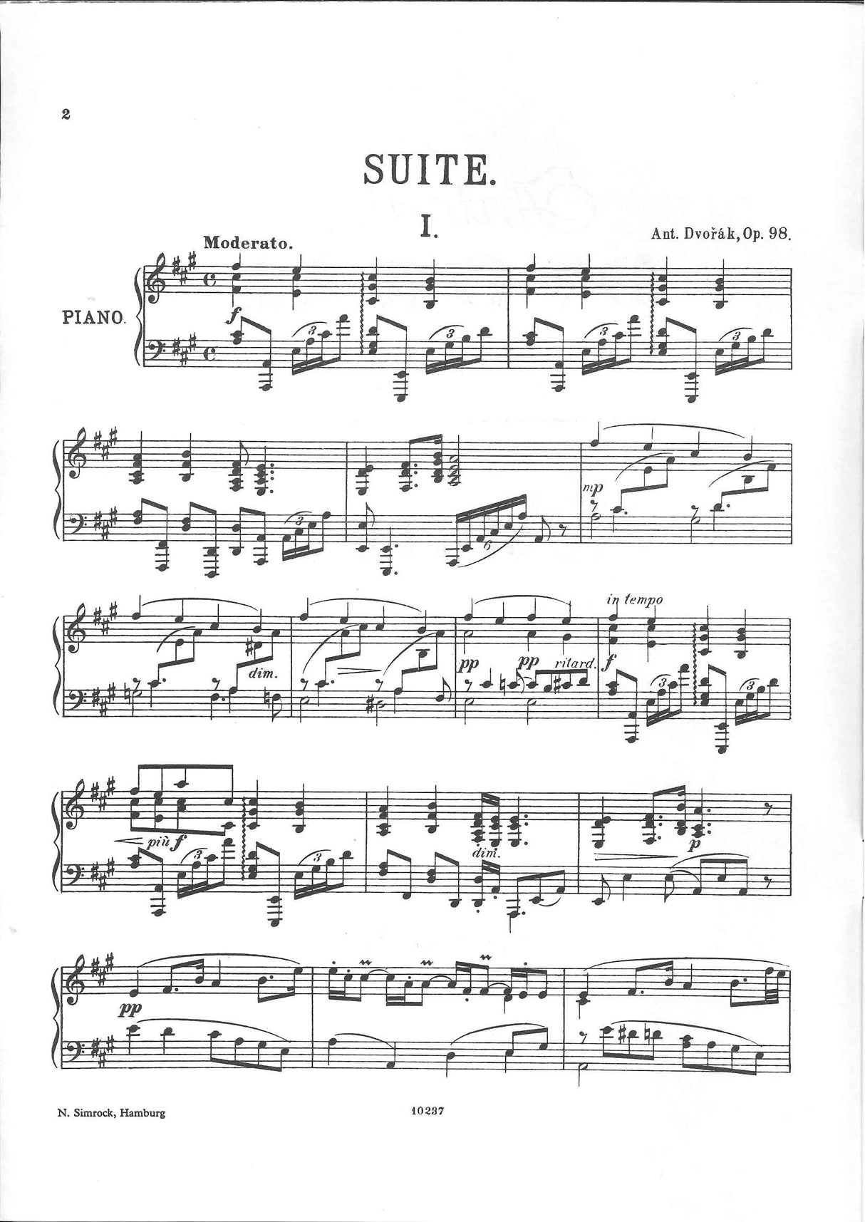 Dvorak, Suite op. 98 B 184 (Simrock)