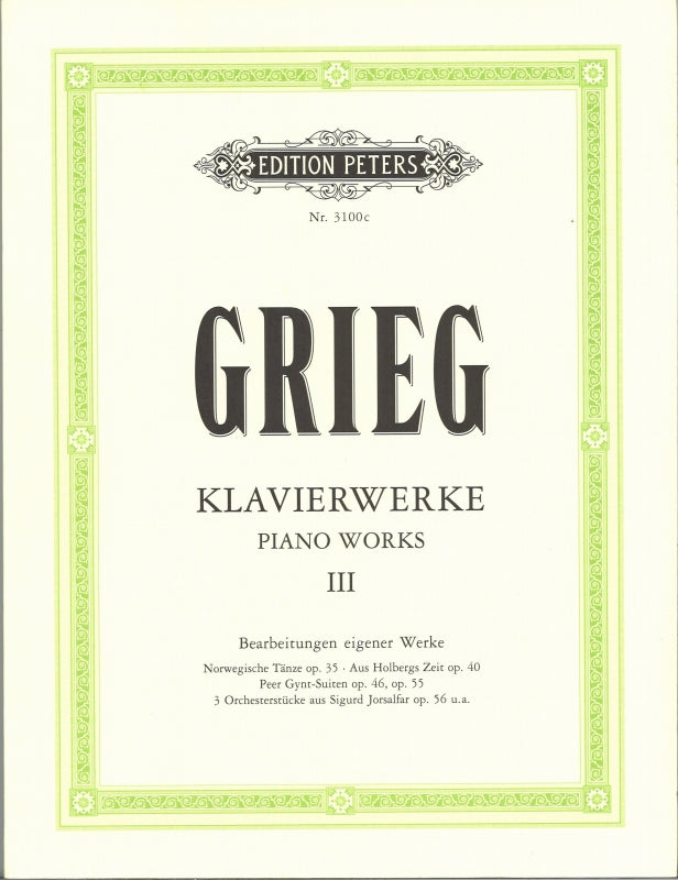 Grieg, Klavierwerke 3: Bearbeitungen (Peters)