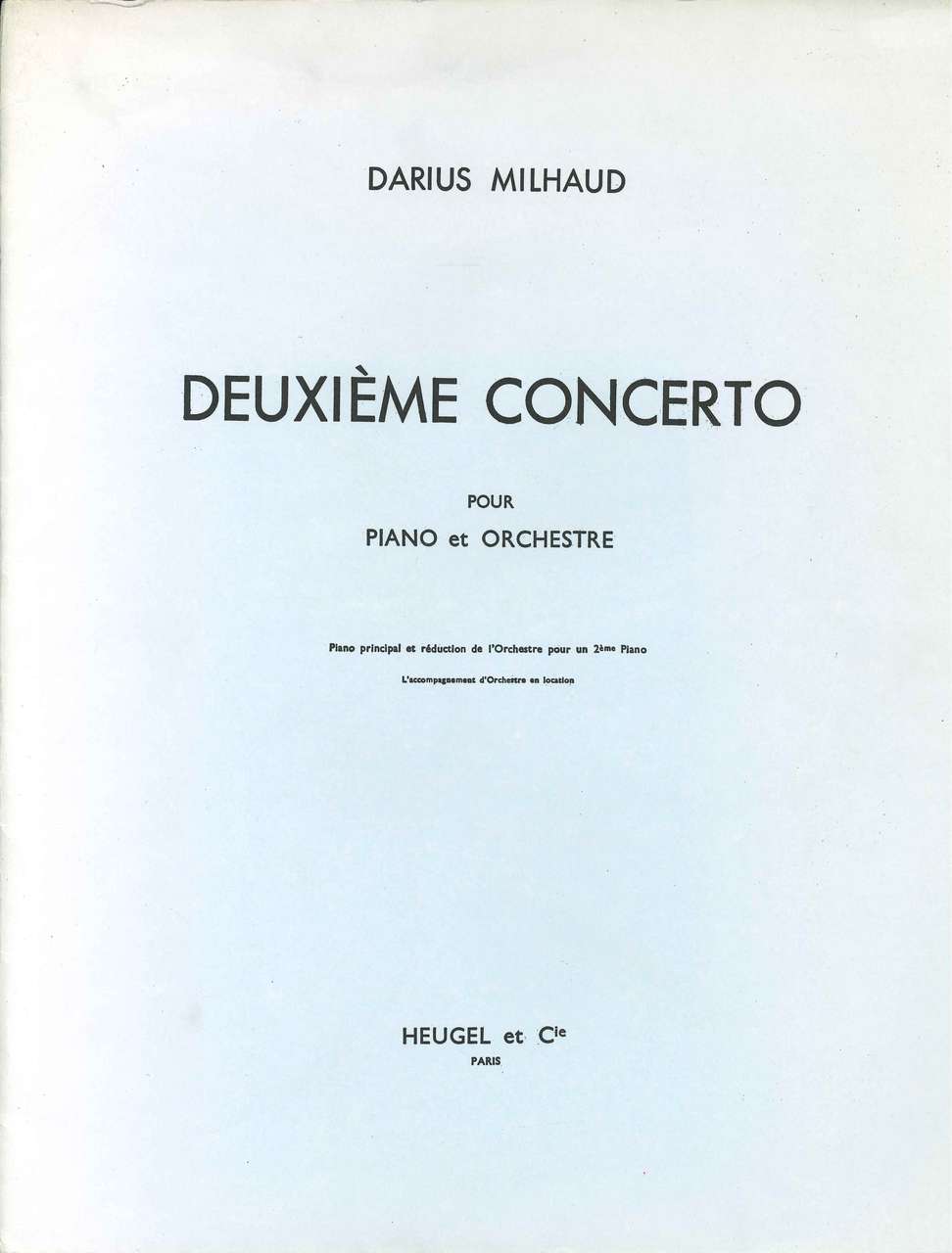 Milhaud, Concerto No.2 (2-Piano Red.) (Heugel)