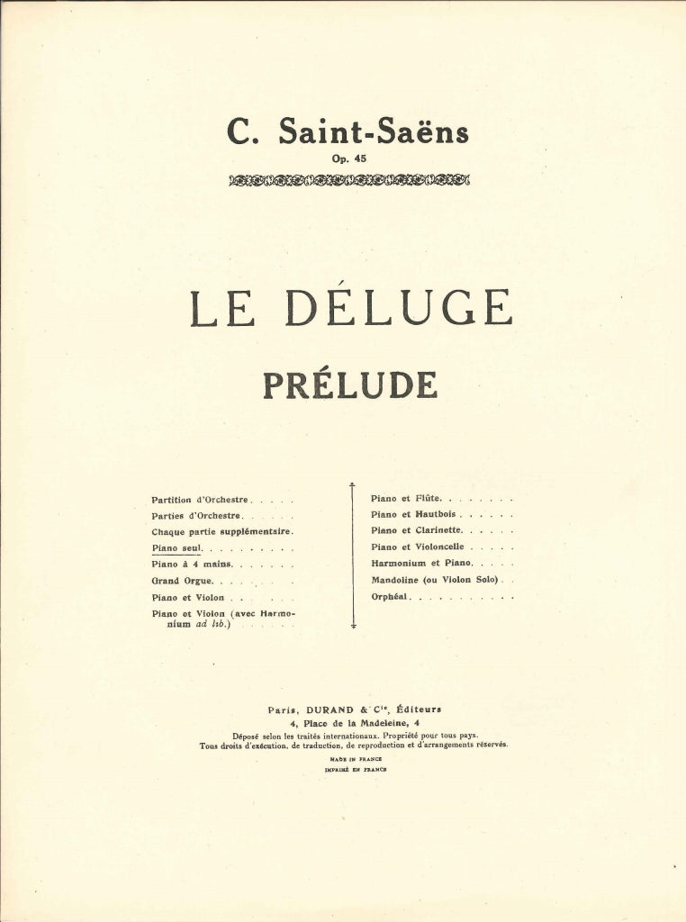 Saint-Saens, Deluge op. 45, Prelude (Durand)