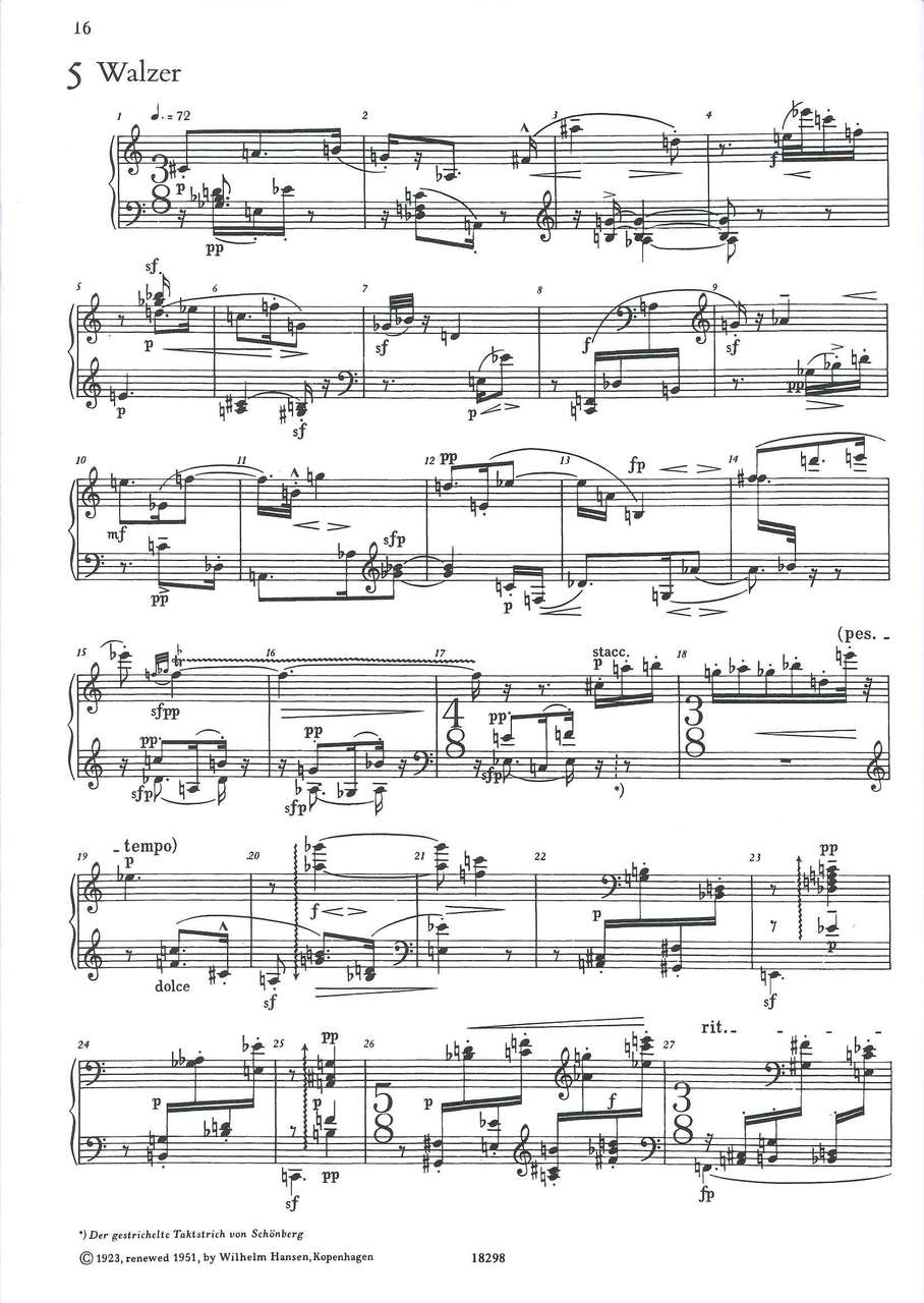 Schonberg, 5 Klavierstucke op. 23 (W.Hansen)