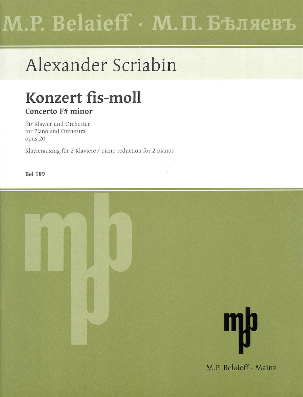 Scriabin, Concerto op. 20 in f# (Belaieff)