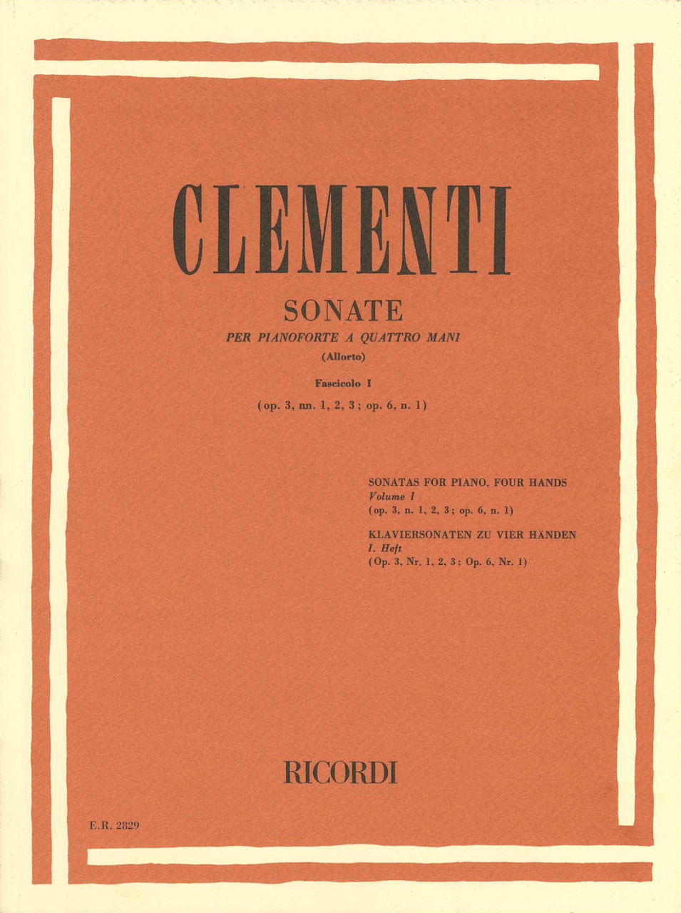 Clementi, Sonata for piano 4 hands, v.1 (Ricordi)