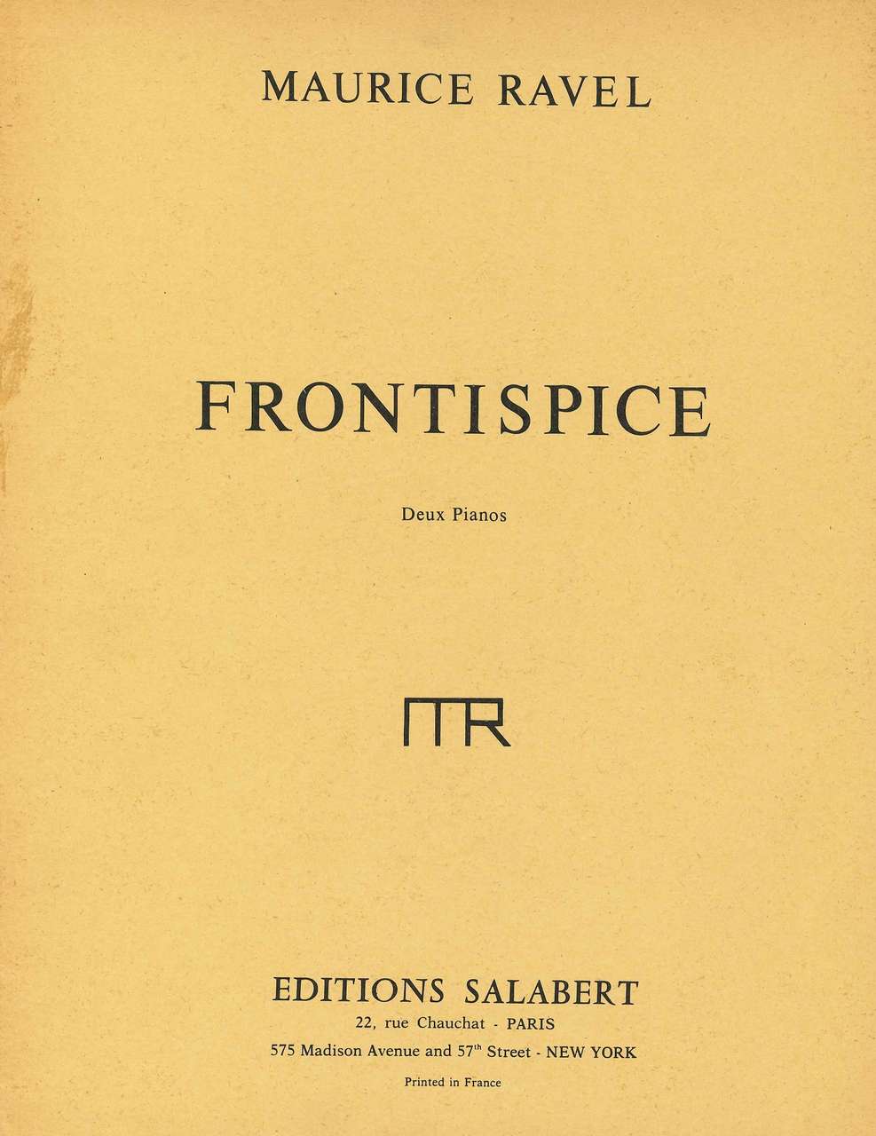 Ravel, Frontispice (2P5H) (Salabert)