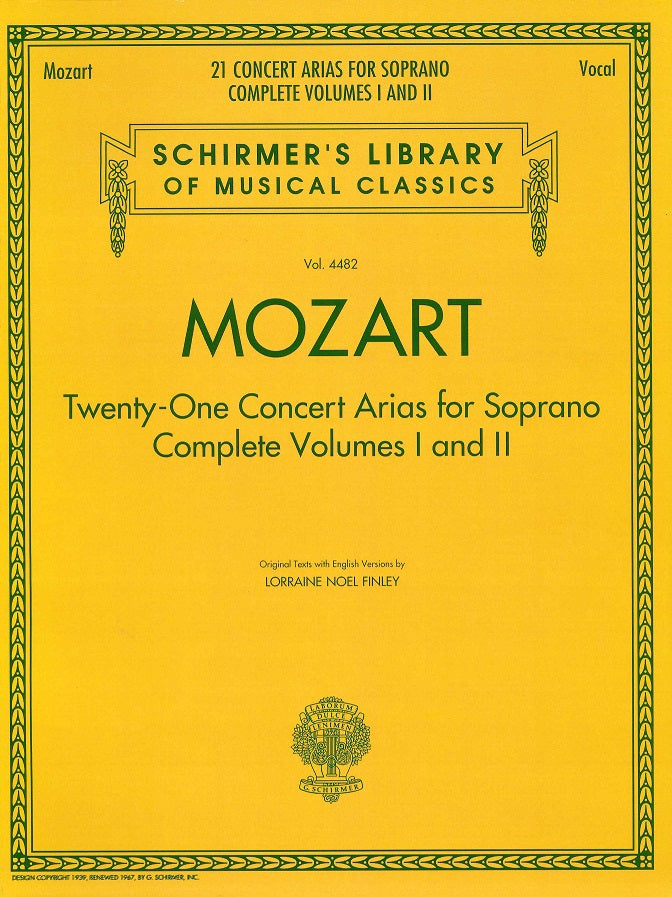 Mozart, 21 Concert Arias for Soprano (G.Schirmer)