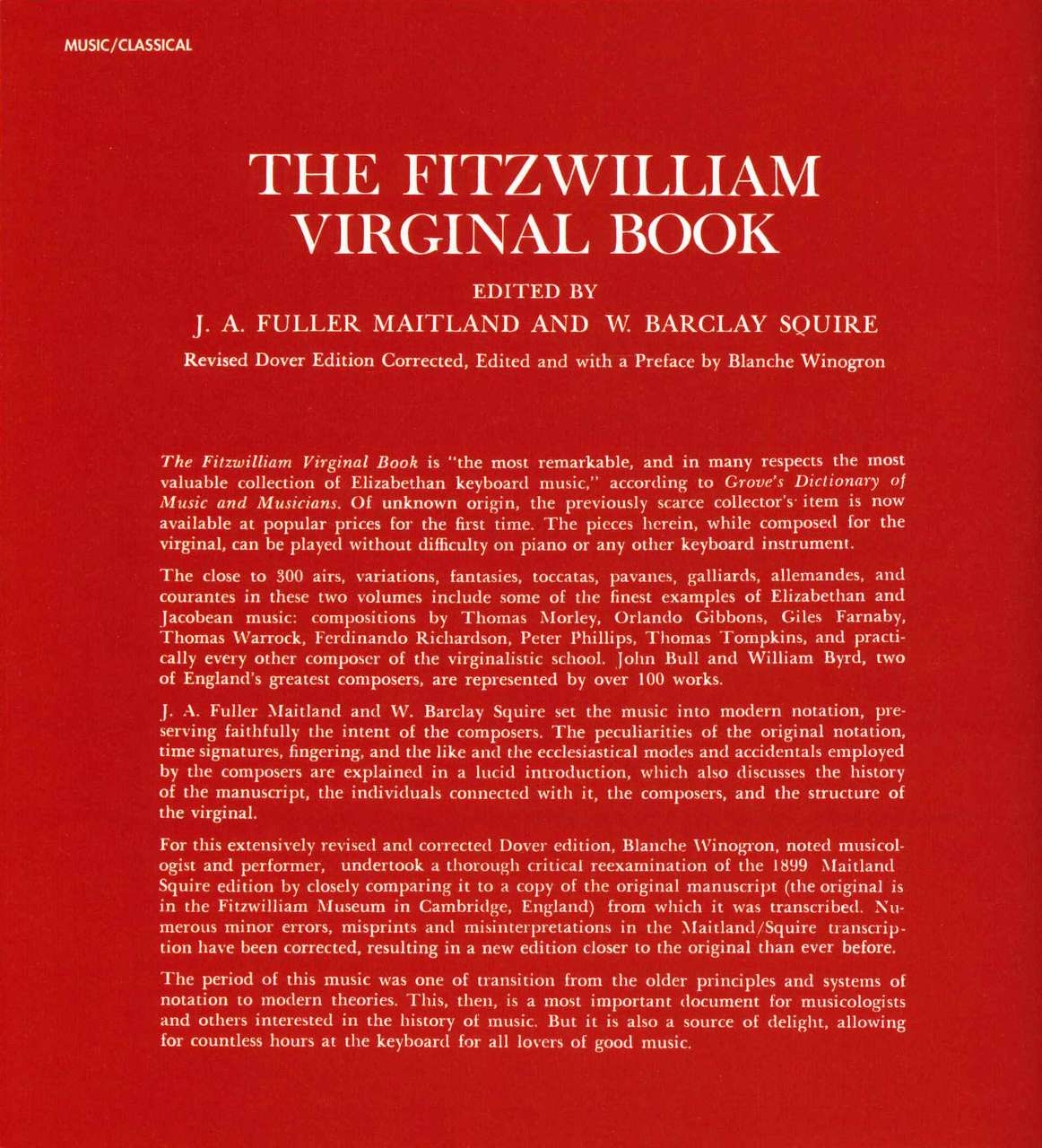 Fitzwilliam Virginal Book 1 (Dover)