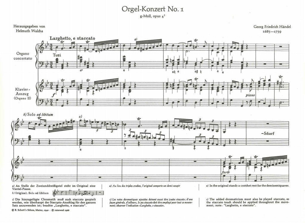 Handel, Concerto op. 4/1 (2-Org Red) (Schott)