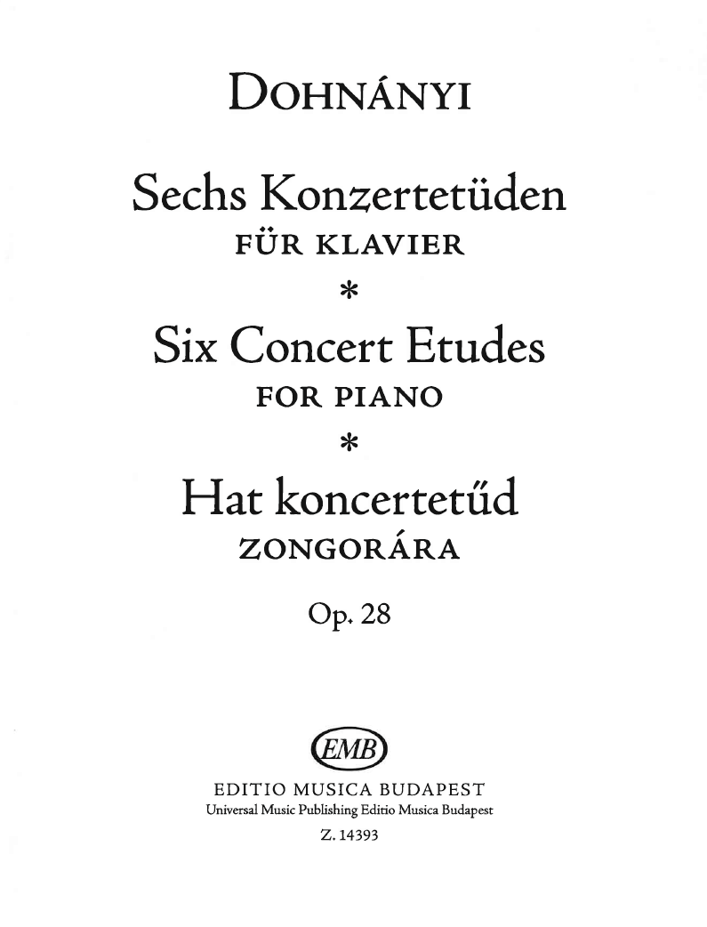 Dohnanyi, 6 Konzertetuden op. 28 (Editio Musica Budapest)