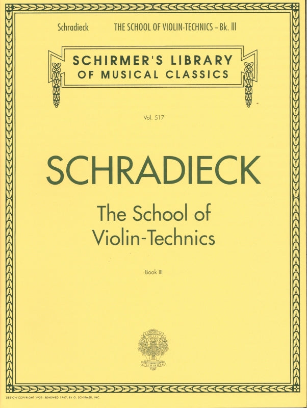 Schradieck, School of Violin-Technic 3 (G.Schirmer)
