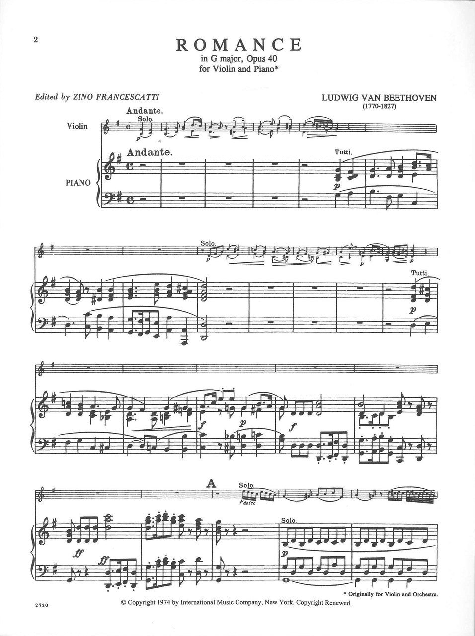 Beethoven, Romances (Francescatti) (IMC)