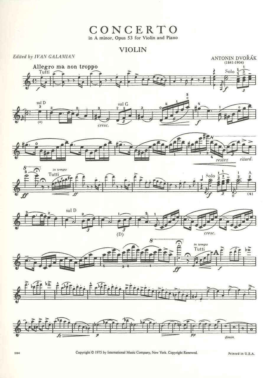 ドヴォルザーク: ヴァイオリン協奏曲イ短調 op. 53（ガラミアン校訂