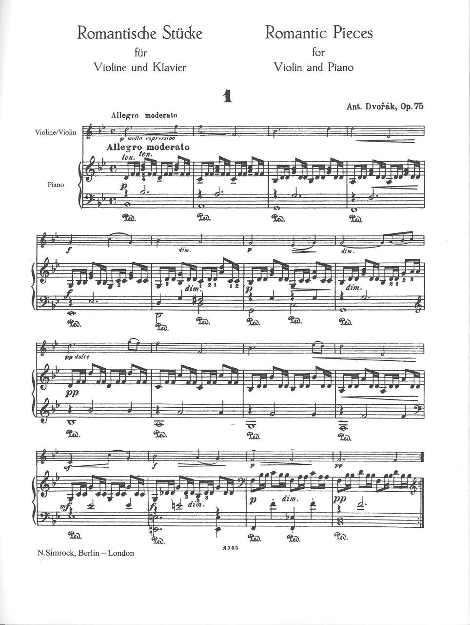 Dvorak, Romantische Stucke op. 75 (Simrock)