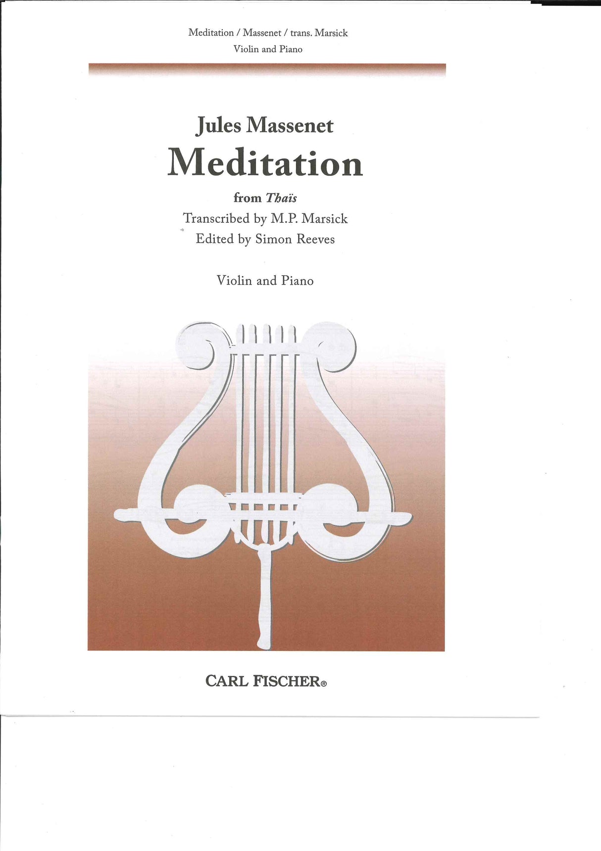 Massenet, Meditation (Thais) (Marsick) (Carl Fischer)
