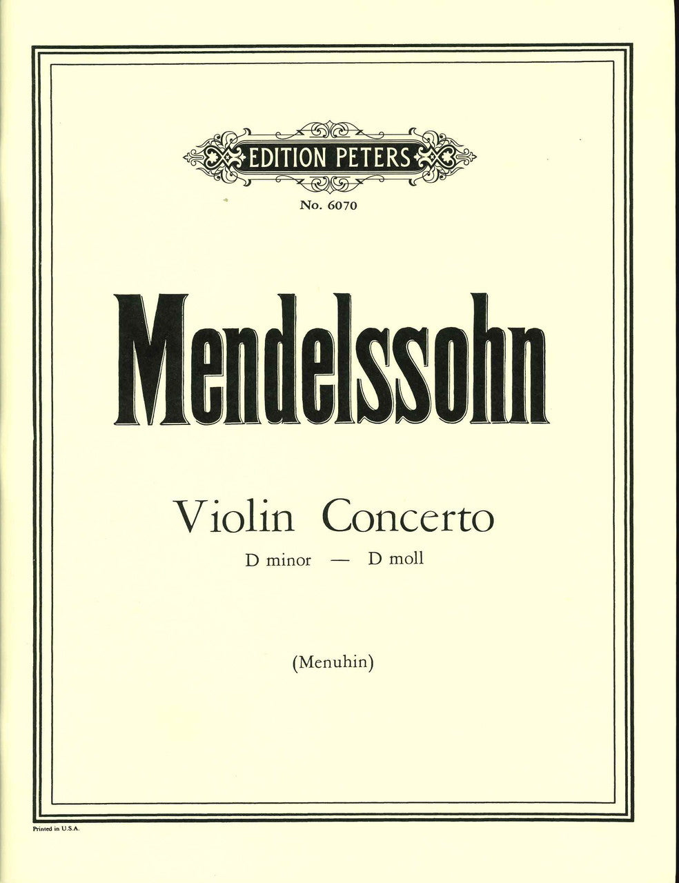Mendelssohn, Concerto in d (Menuhin) (Peters)