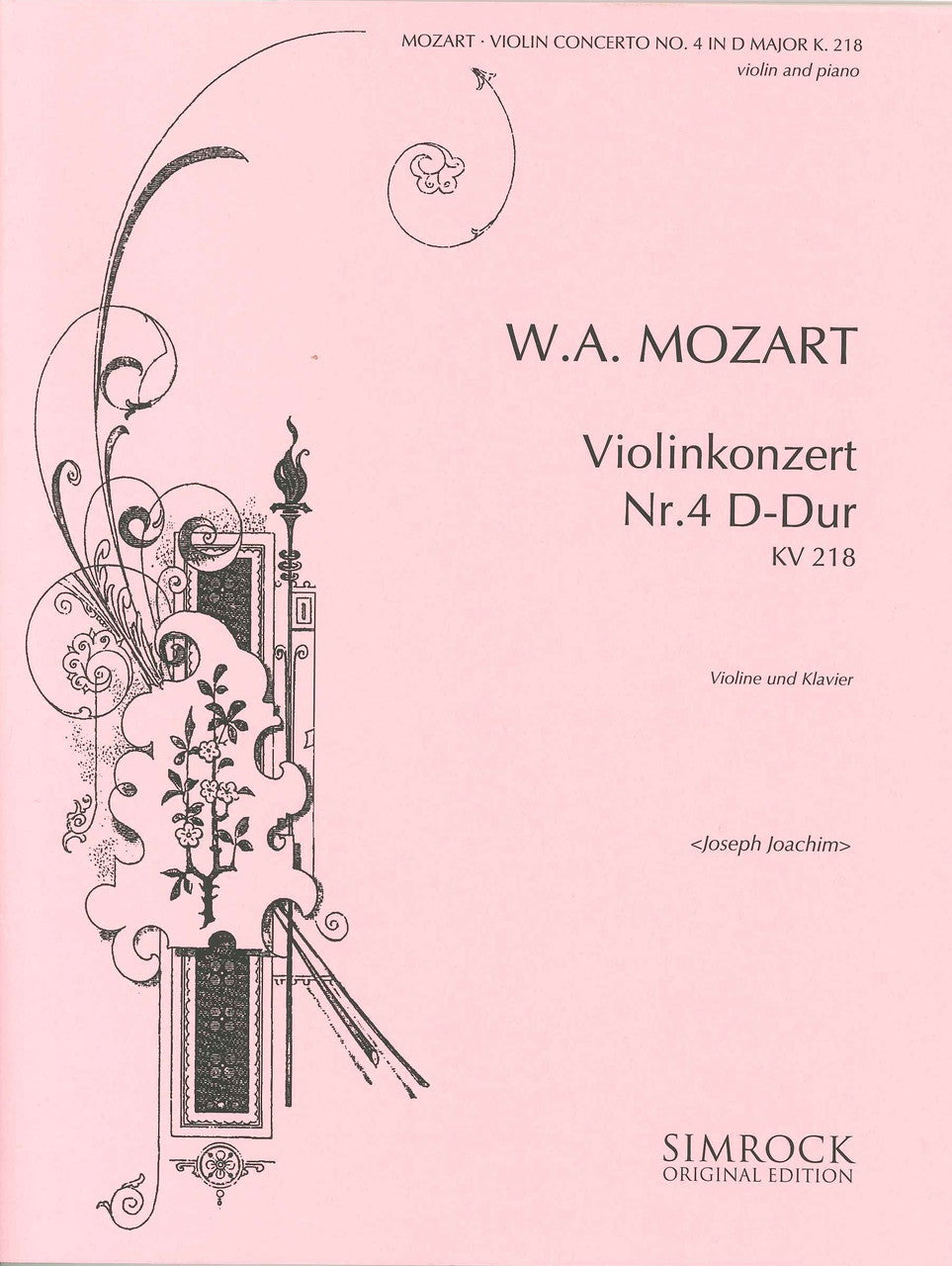 Mozart, Concerto KV 218 (No.4) (Joachim) (Simrock)