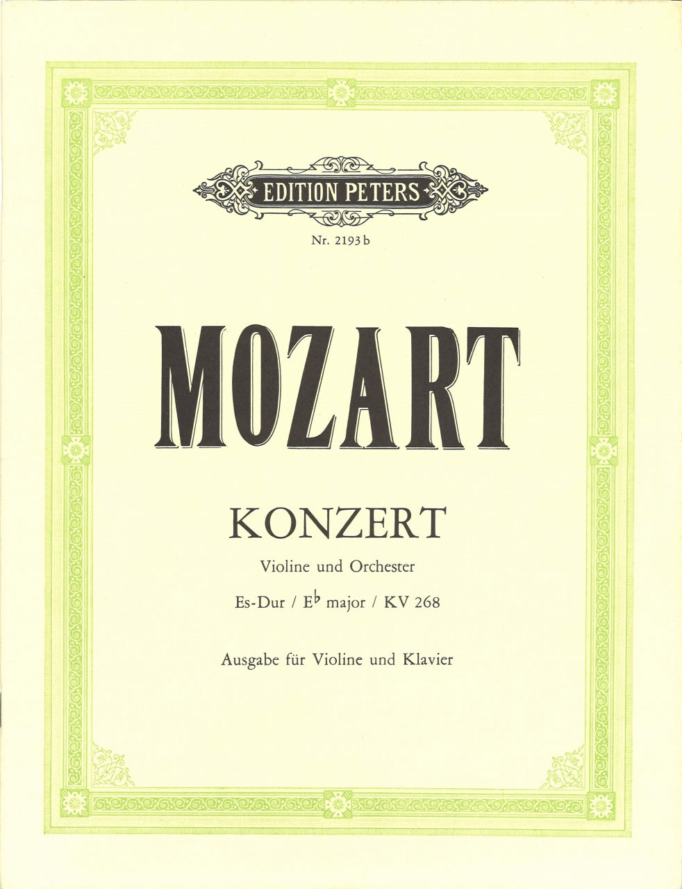 Mozart, Concerto KV 268 in Eb (Marteau) (Peters)