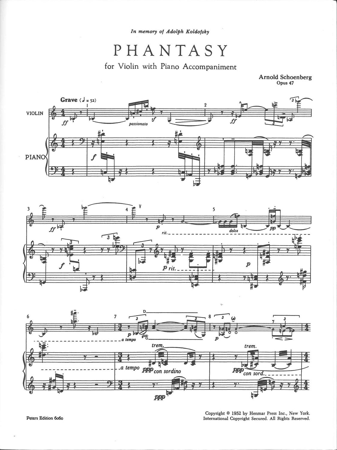 Schonberg, Phantasy op. 47 (Peters)