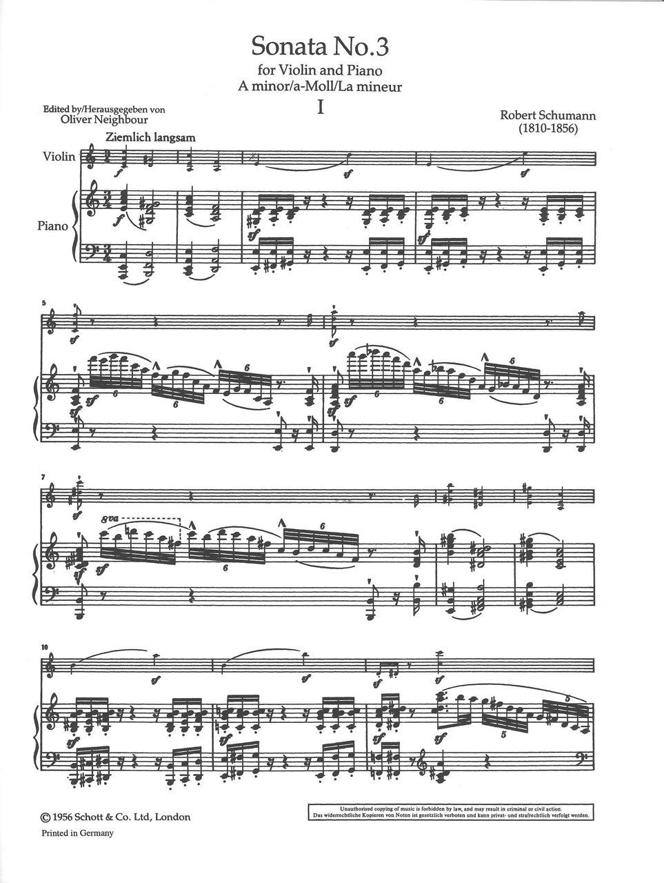 Schumann, Sonata No. 3 in a (Neighbour) (Schott)
