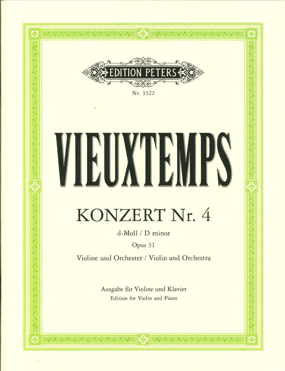 Vieuxtemps, Concerto No. 4 (Arbos) (Peters)