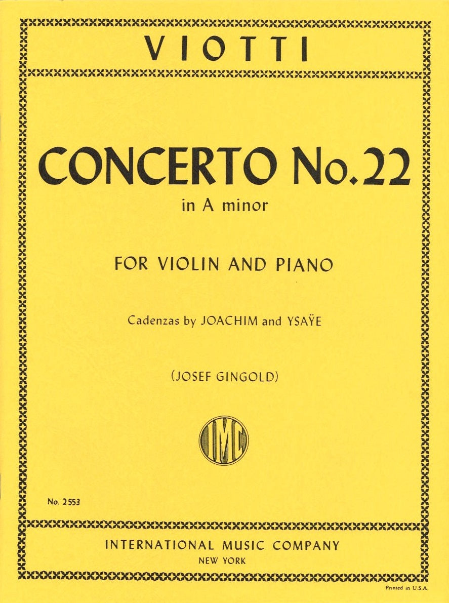 Viotti, Concerto No. 22 (Joachim/Ysaye) (IMC)